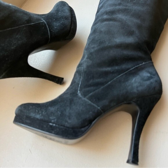 BCBGeneration Dishy Black Suede Platform Heeled Boots Women’s Size 9 - Picture 5 of 12